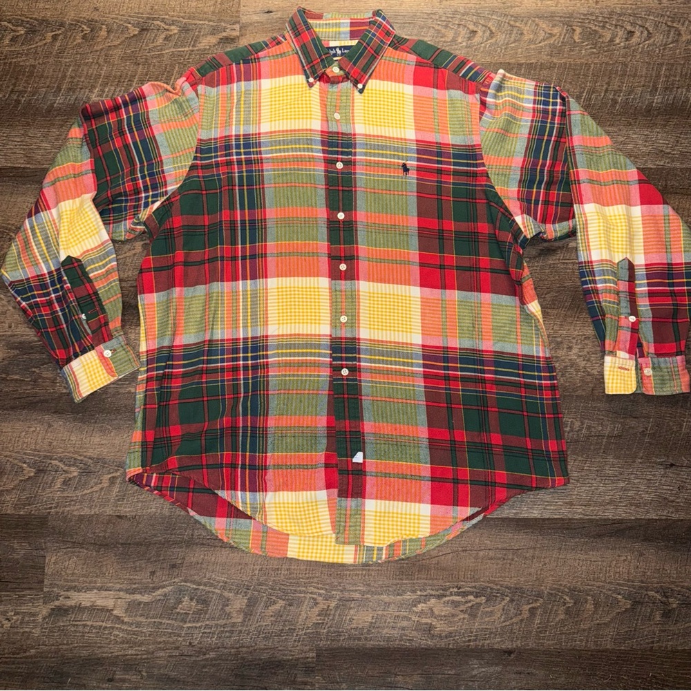 Ralph Lauren Plaid Button-Down Shirt Men’s Size XL 100% Cotton